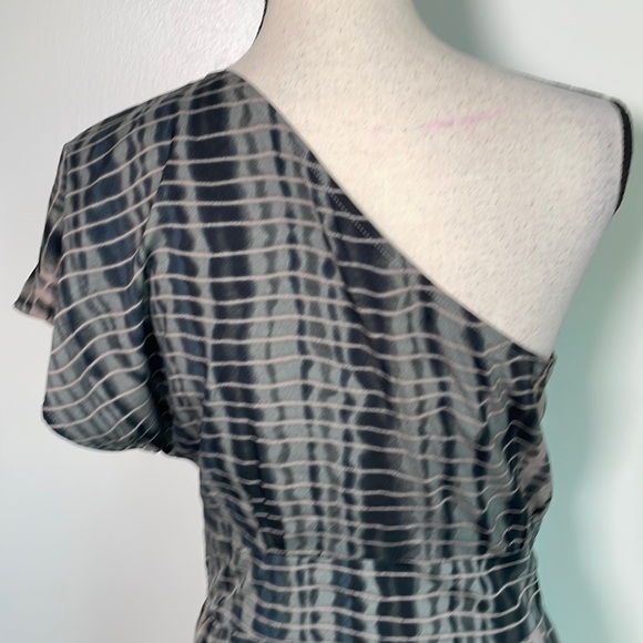 Walter Baker Black Grey Tie Dye One Shoulder Asymmetrical Dress S - Picture 9 of 11